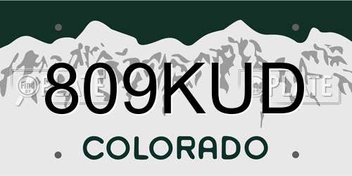 809KUD Colorado License Plate
