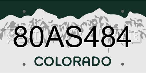 80AS484 Colorado License Plate