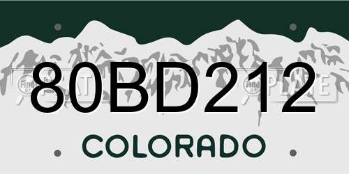 80BD212 Colorado License Plate