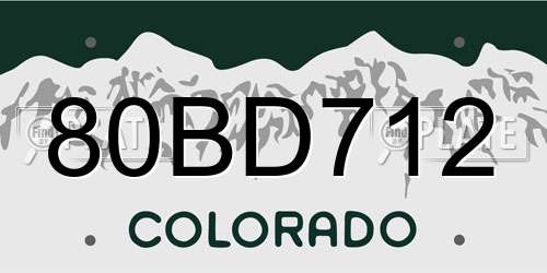 80BD712 Colorado License Plate