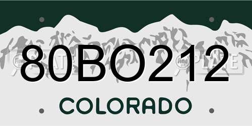 80BO212 Colorado License Plate