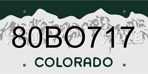 80BO717 Colorado License Plate