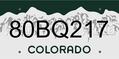 80BQ217 Colorado License Plate