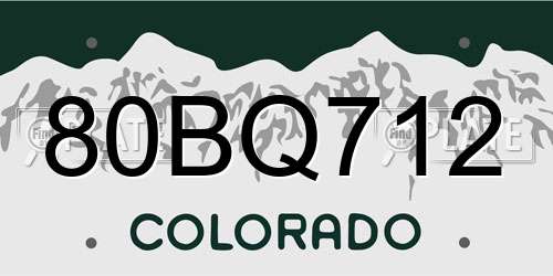 80BQ712 Colorado License Plate