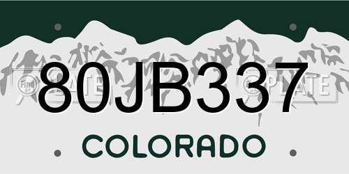 80JB337 Colorado License Plate