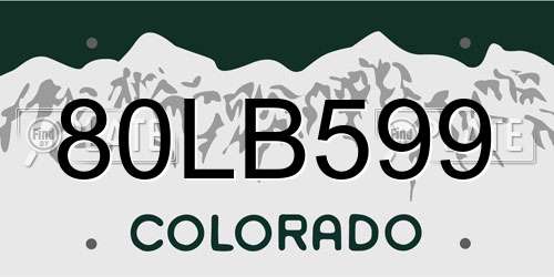 80LB599 Colorado License Plate