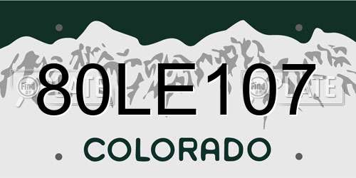 80LE107 Colorado License Plate