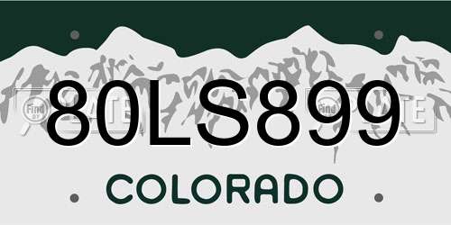80LS899 Colorado License Plate
