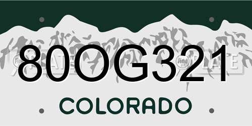 80OG321 Colorado License Plate