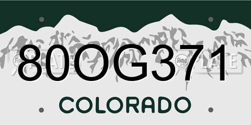 80OG371 Colorado License Plate