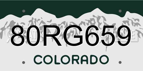 80RG659 Colorado License Plate