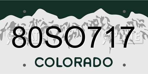 80SO717 Colorado License Plate