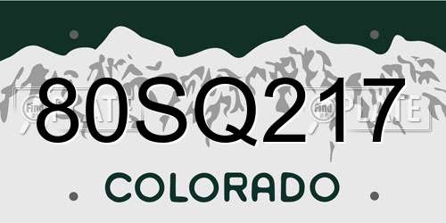 80SQ217 Colorado License Plate
