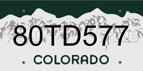 80TD577 Colorado License Plate