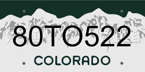 80TO522 Colorado License Plate