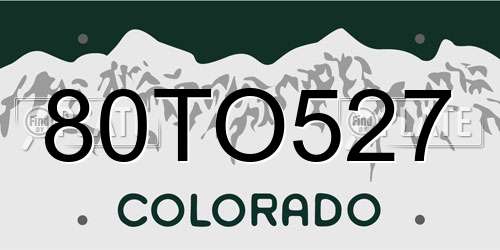 80TO527 Colorado License Plate