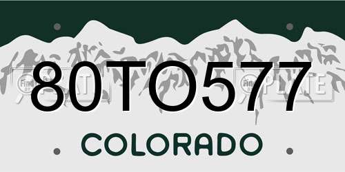 80TO577 Colorado License Plate