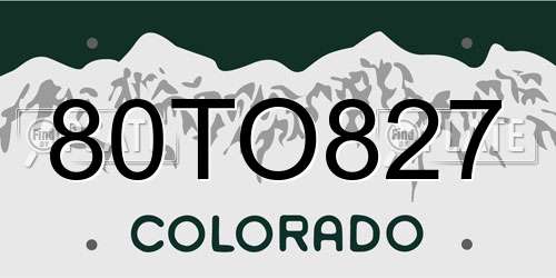 80TO827 Colorado License Plate