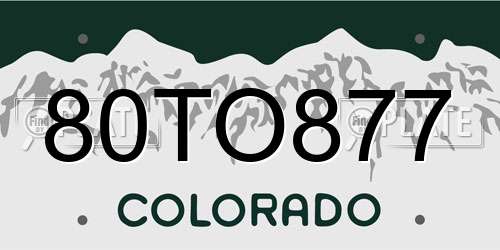 80TO877 Colorado License Plate