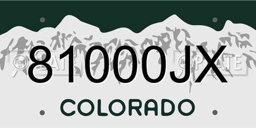 81000JX Colorado License Plate