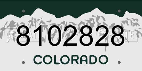 8102828 Colorado License Plate