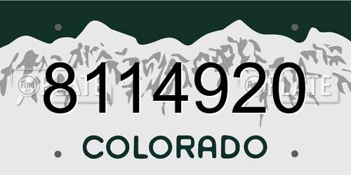 8114920 Colorado License Plate