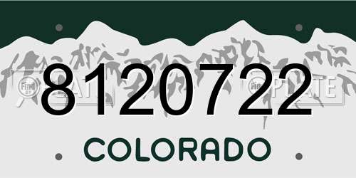 8120722 Colorado License Plate