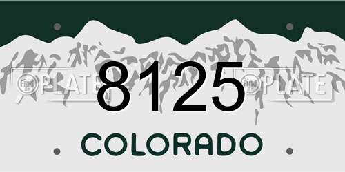 8125 Colorado License Plate