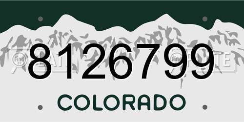 8126799 Colorado License Plate