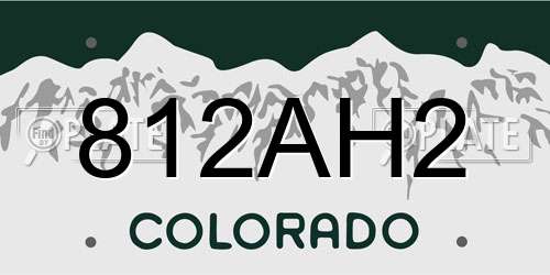 812AH2 Colorado License Plate