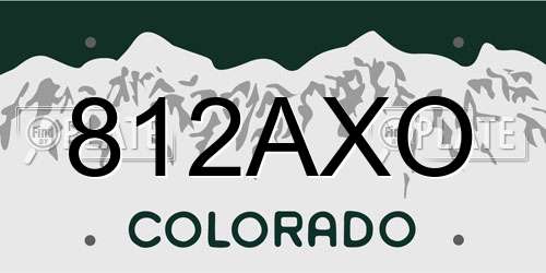 812AXO Colorado License Plate