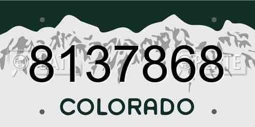 8137868 Colorado License Plate