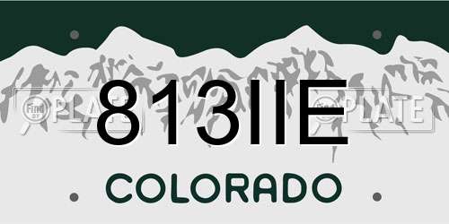 813IIE Colorado License Plate