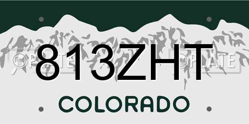 813ZHT Colorado License Plate
