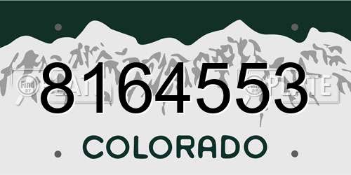 8164553 Colorado License Plate