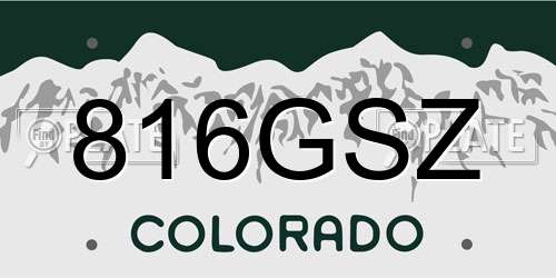 816GSZ Colorado License Plate