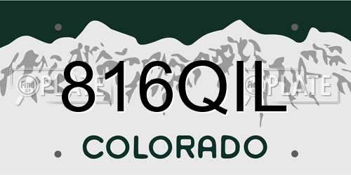 816QIL Colorado License Plate