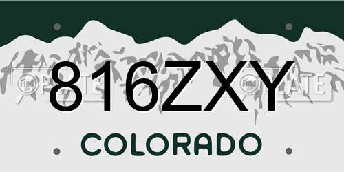 816ZXY Colorado License Plate