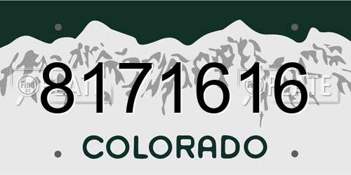 8171616 Colorado License Plate