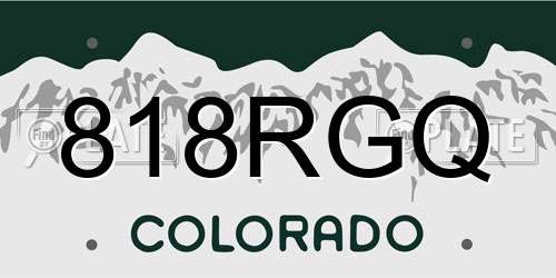 818RGQ Colorado License Plate