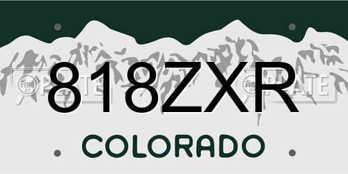 818ZXR Colorado License Plate