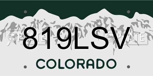 819LSV Colorado License Plate