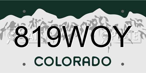 819WOY Colorado License Plate