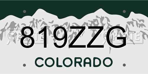 819ZZG Colorado License Plate