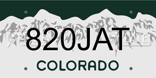 820JAT Colorado License Plate