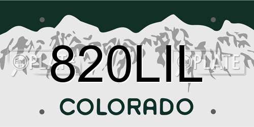 820LIL Colorado License Plate