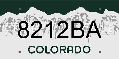 8212BA Colorado License Plate