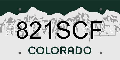 821SCF Colorado License Plate