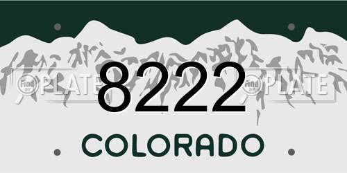 8222 Colorado License Plate
