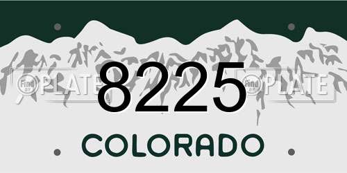 8225 Colorado License Plate
